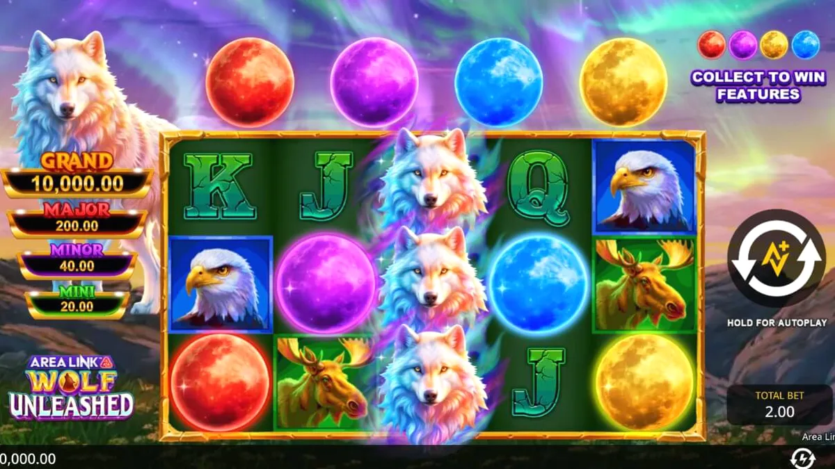 Tampilan visual Area Link Wolf Unleashed di layar smartphone