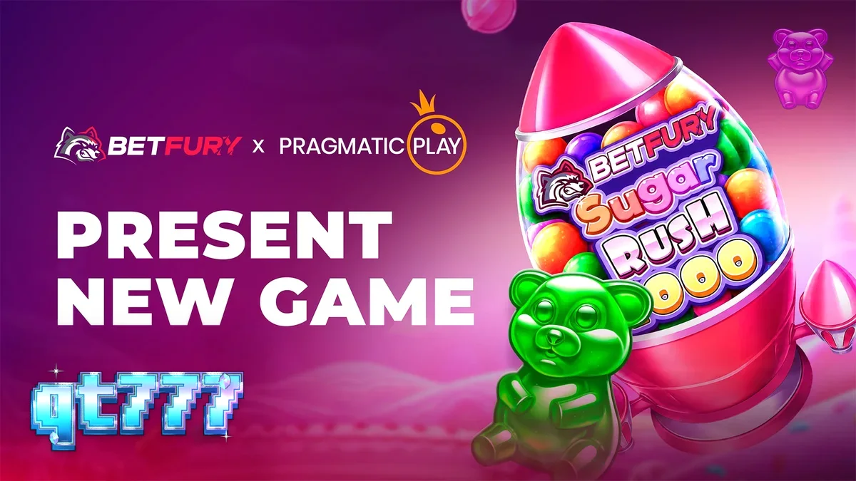 Tampilan visual slot BetFury Sugar Rush 1000 dengan desain penuh warna